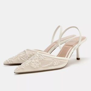 Zara Embroidered Slingback Heels